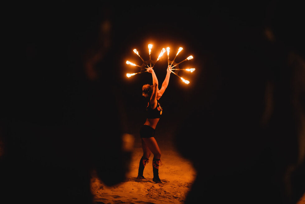 Fire Dance Performances in Zihuatanejo Wedding Photos